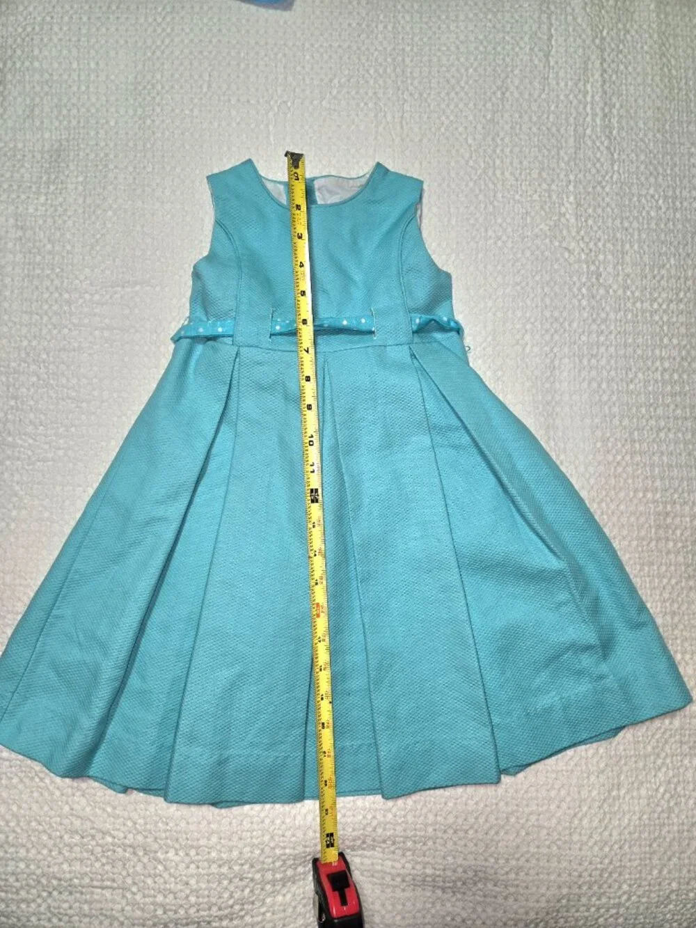 Neck & Neck Girls Aqua Blue Textured Party Dress Size 4-5Y Bow Sash Easter Weddi